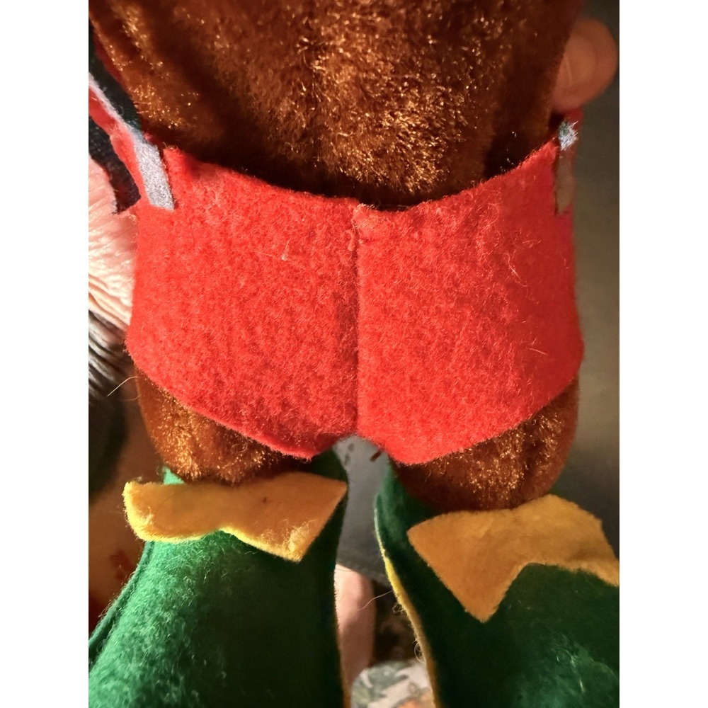 Vintage Ideal Toy Corp Monkey Plush Doll Red Shorts Green Shoes Bow Tie Retro - Picture 16 of 16